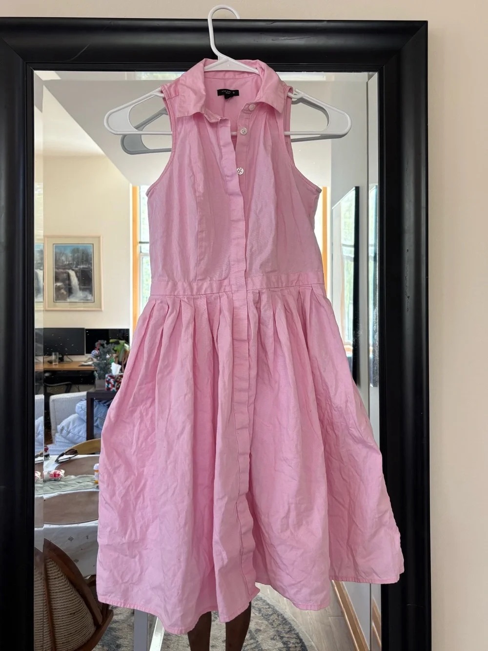 Sleeveless Pink Button-Front Mini Dress